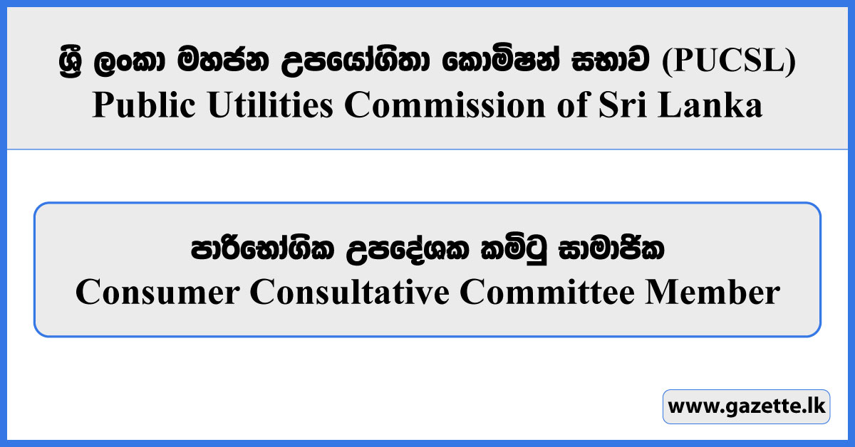 Consumer Consultative Committee Member - Public Utilities Commission Vacancies 2026