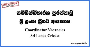 Coordinator - Sri Lanka Cricket Job Vacancies 2023