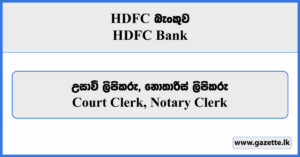 Court Clerk, Notary Clerk - HDFC Bank Vacancies 2024