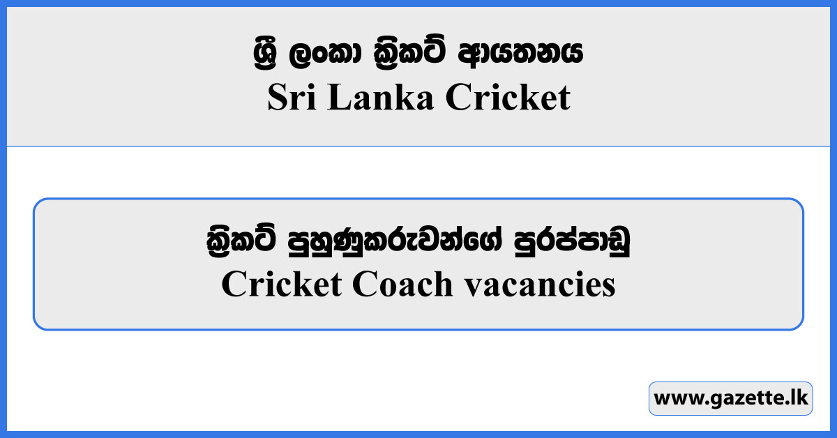 Cricket Coach Vacancies 2023 - Sri Lanka Cricket