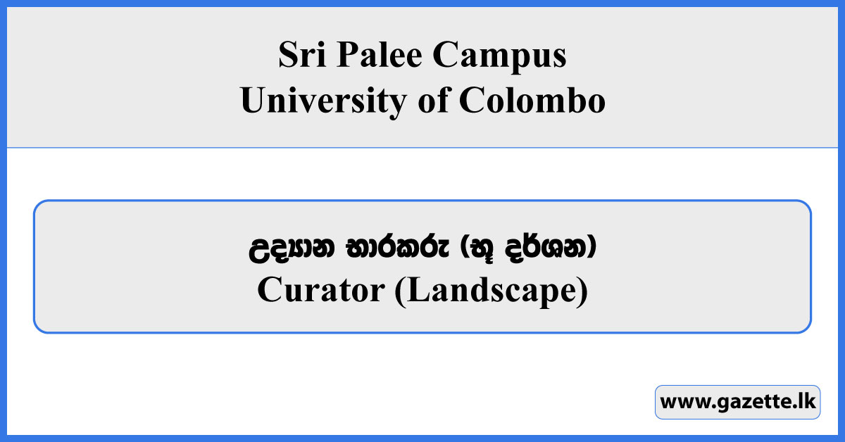 Curator (Landscape) - Sri Palee Campus Vacancies 2026