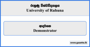Demonstrator - University of Ruhuna Vacancies 2025