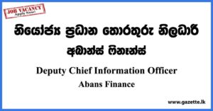Deputy Chief Information Officer - Abans Finance