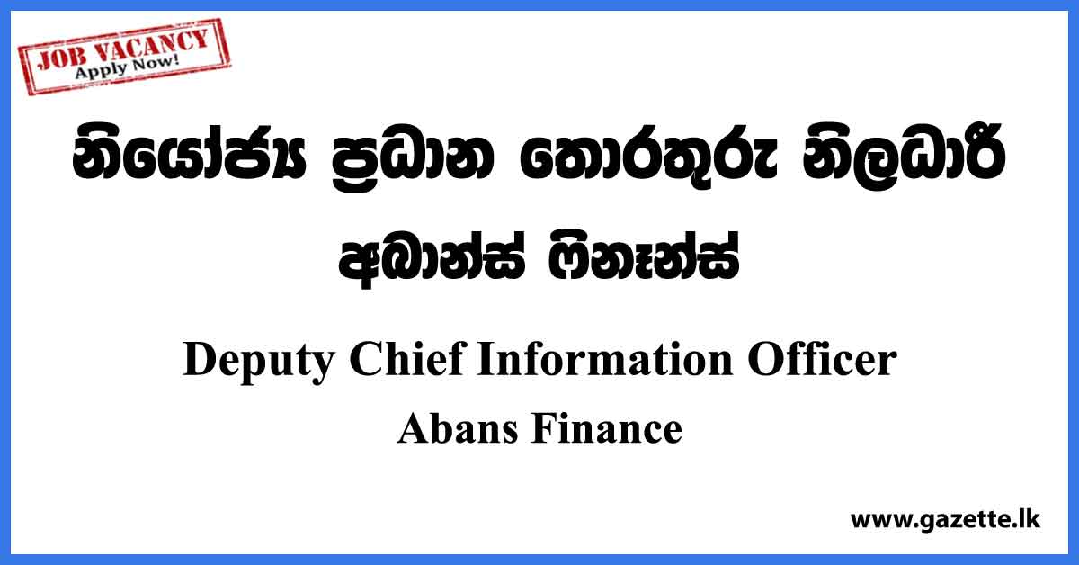 Deputy Chief Information Officer - Abans Finance