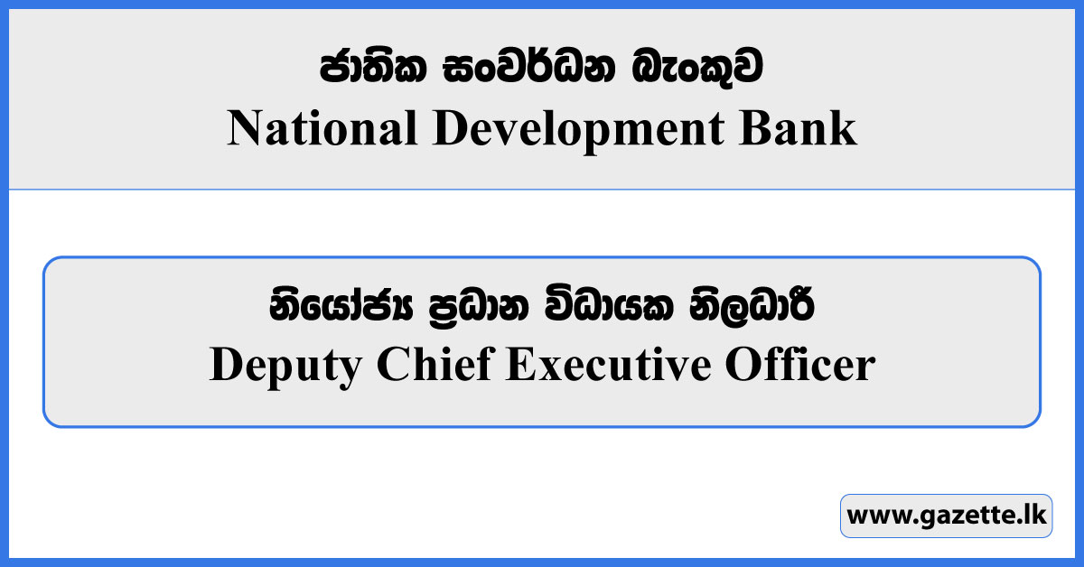 Deputy Chief Executive Officer - NDB Bank Job Vacancies 2023