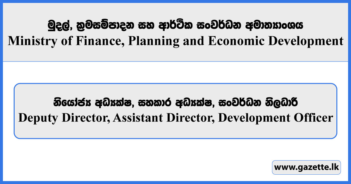 Deputy Director, Assistant Director, Development Officer - Ministry of Finance, Planning and Economic Development Vacancies 2025