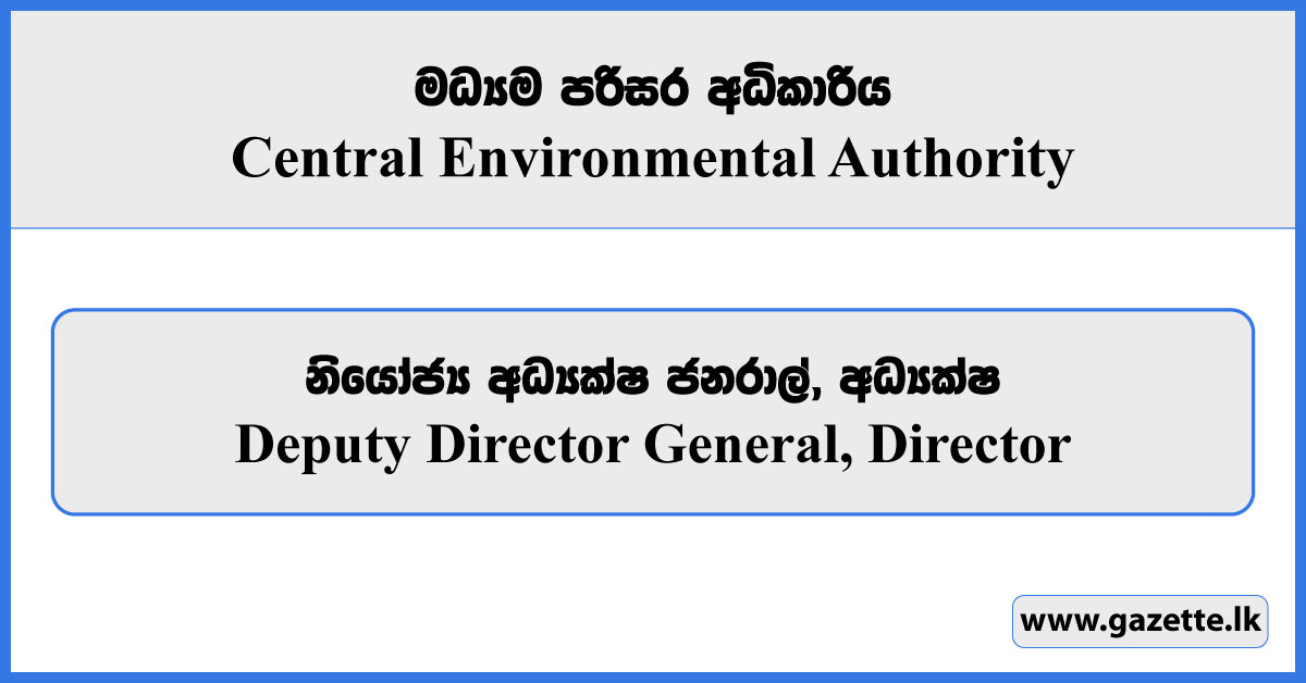 Deputy Director General, Director - Central Environmental Authority Vacancies 2025