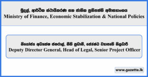 Deputy Director General, Head of Legal, Senior Project Officer - Ministry of Finance, Economic Stabilization & National Policies Vacancies 2023