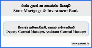 Deputy General Manager, Assistant General Manager - State Mortgage & Investment Bank Vacancies 2024