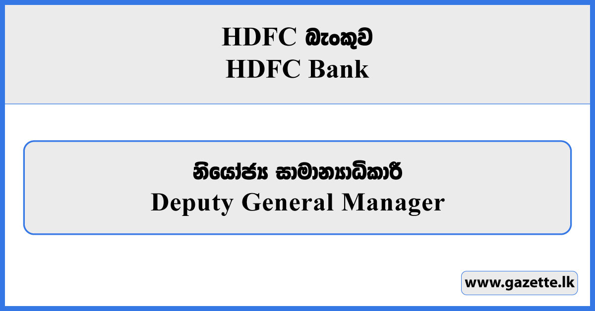 Deputy General Manager - HDFC Bank Vacancies 2025