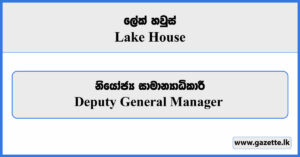 Deputy General Manager - Lake House Vacancies 2024