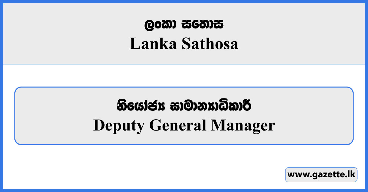 Deputy General Manager - Lanka Sathosa Vacancies 2024