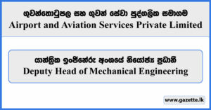 Deputy Head of Mechanical Engineering - Airport and Aviation Services Private Limited Vacancies 2023