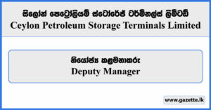 Deputy Manager - Ceylon Petroleum Storage Terminals Limited Vacancies 2024