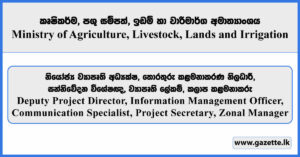 Deputy Project Director, Communication Specialist, Project Secretary, Information Management Officer, Zonal Manager - Ministry of Agriculture, Livestock, Lands and Irrigation Vacancies 2025