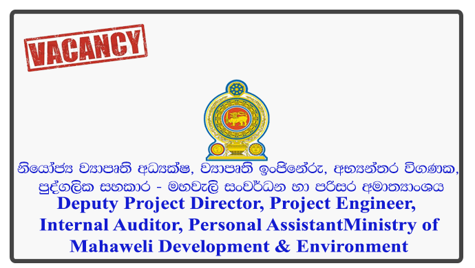 Deputy Project Director, Project Engineer, Internal Auditor, Personal Assistant - Ministry of Mahaweli Development & Environment