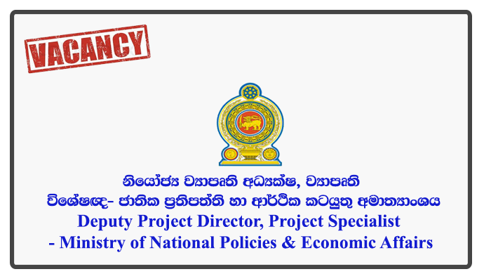 Deputy Project Director, Project Specialist (Land Acquisition, Civil Engineering, Legal) - Ministry of National Policies & Economic Affairs