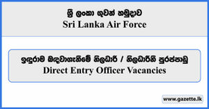 Sri Lanka Air Force Vacancies 2023 - Direct Entry Officer