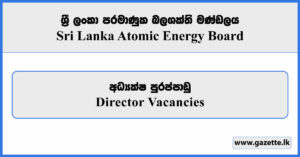 Director - Sri Lanka Atomic Energy Board Vacancies 2025