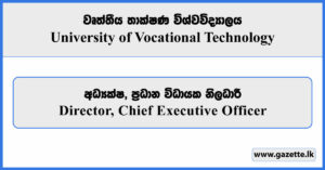 Director, Chief Executive Officer - University of Vocational Technology Vacancies 2025