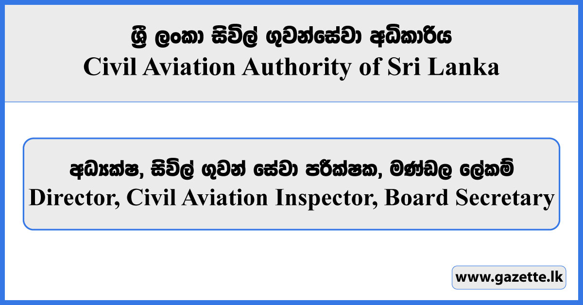 Director, Civil Aviation Inspector, Board Secretary - Civil Aviation Authority Vacancies 2025
