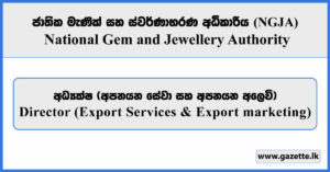Director (Export Services & Export marketing) - National Gem & Jewellery Authority Vacancies 2026