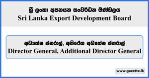 Director General, Additional Director General - Sri Lanka Export Development Board Vacancies 2024