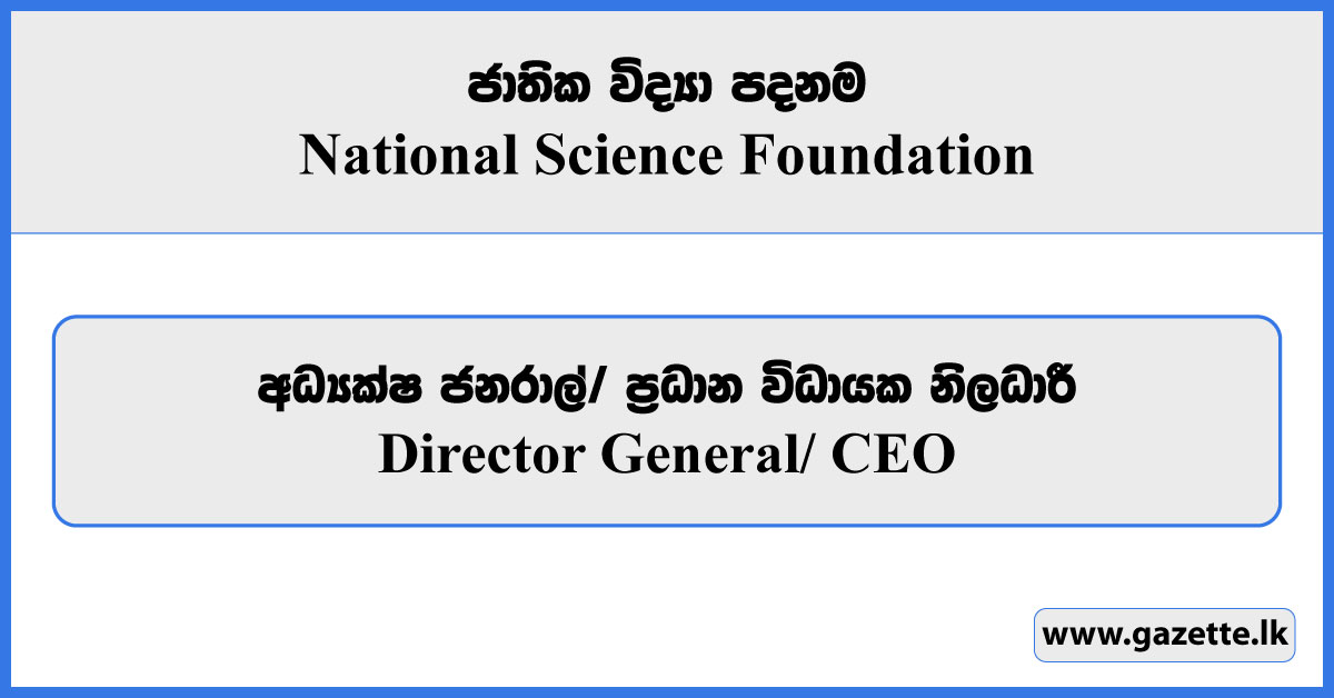 Director General, CEO - National Science Foundation Vacancies 2025