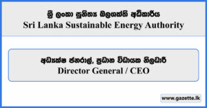 Director General / CEO - Sri Lanka Sustainable Energy Authority Vacancies 2026