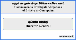 Director General - Commission to Investigate Allegations of Bribery or Corruption Vacancies 2024