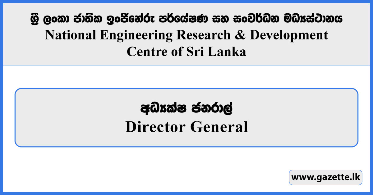Director General - National Engineering Research & Development Centre Vacancies 2025