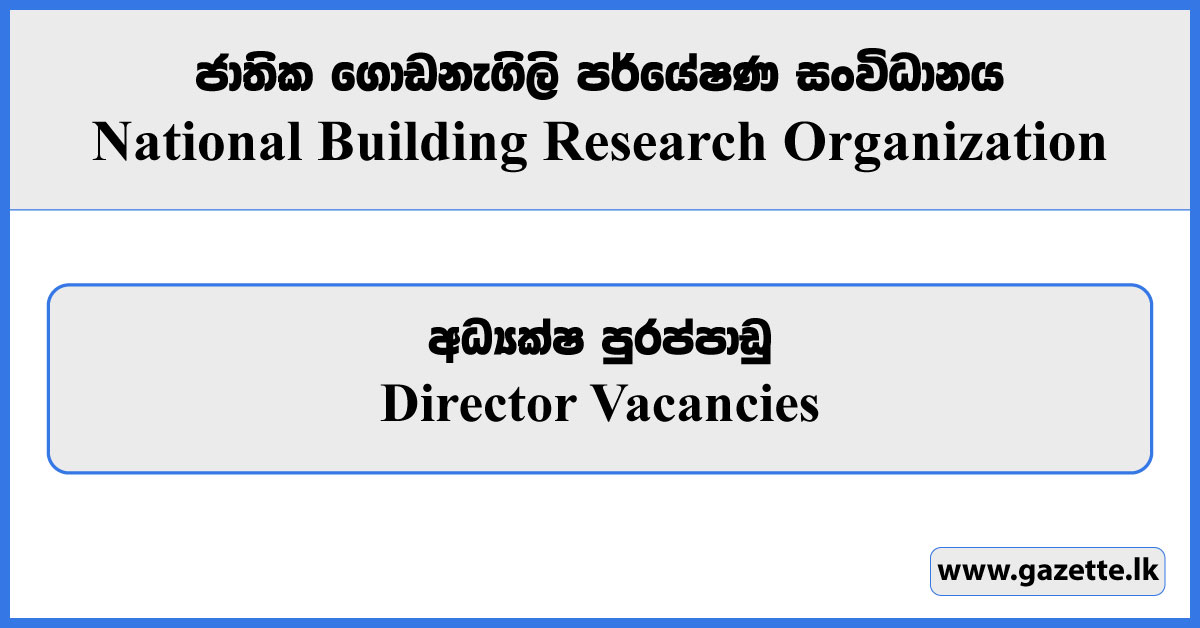 Director - National Building Research Organization Vacancies 2023