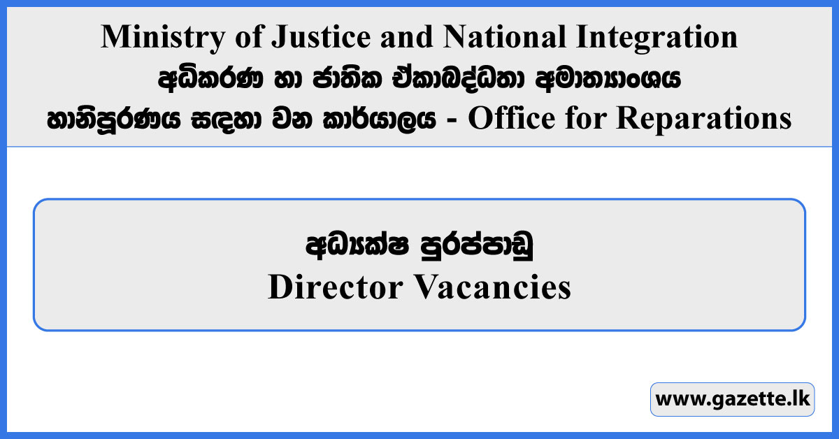 Director - Office for Reparations Vacancies 2026