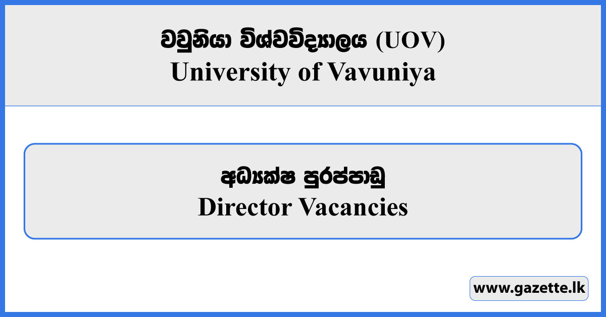 Director - University of Vavuniya Vacancies 2026