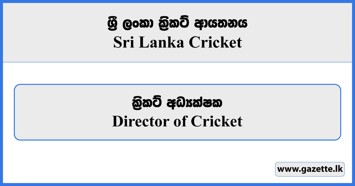 Director of Cricket - Sri Lanka Cricket Vacancies 2024