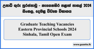 Graduate Teaching Vacancies - Eastern Provincial Schools 2024 Sinhala, Tamil Open Exam