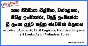 Architect, Analysist, Civil Engineer, Electrical Engineer Sri Lanka Army Volunteer Force