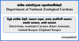 Electrician, Assistant Curator, Rates Assistant, Animal Keeper, Elephant Keeper - Department of National Zoological Gardens Vacancies 2026