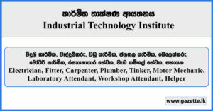 Electrician, Fitter, Carpenter, Plumber, Tinker, Motor Mechanic, Laboratory Attendant, Workshop Attendant, Helper - ITI Vacancies 2025
