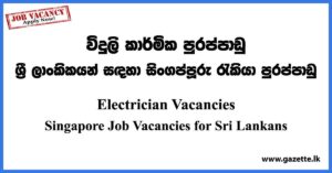 Electrician Job Vacancies - Singapore Job Vacancies for Sri Lankans 2023