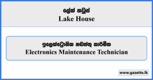 Electronics Maintenance Technician - Lake House Vacancies 2025