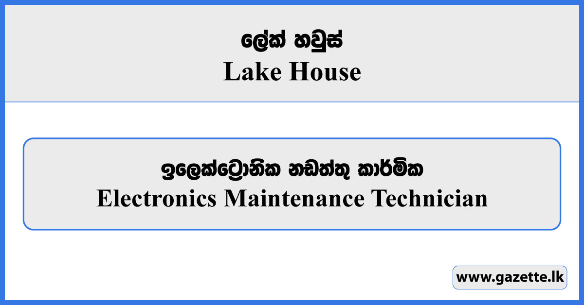 Electronics Maintenance Technician - Lake House Vacancies 2025