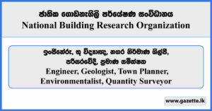 Engineer, Geologist, Town Planner, Environmentalist, Quantity Surveyor - National Building Research Organisation Vacancies 2025