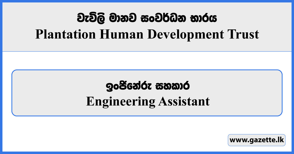 Engineering Assistant - Plantation Human Development Trust Vacancies 2023