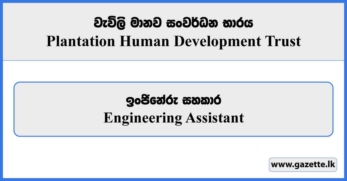 Engineering Assistant - Plantation Human Development Trust Vacancies 2025
