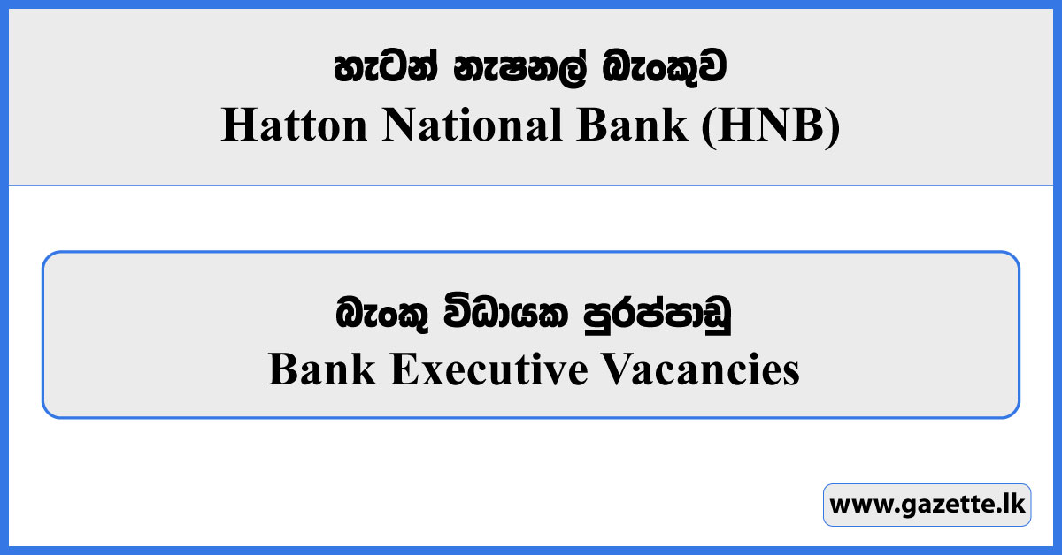 Executive - Hatton National Bank Vacancies 2024