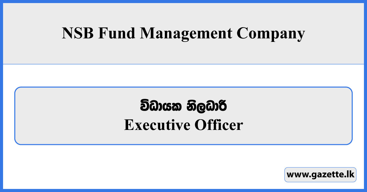Executive Officer - NSB Fund Management Company Vacancies 2025