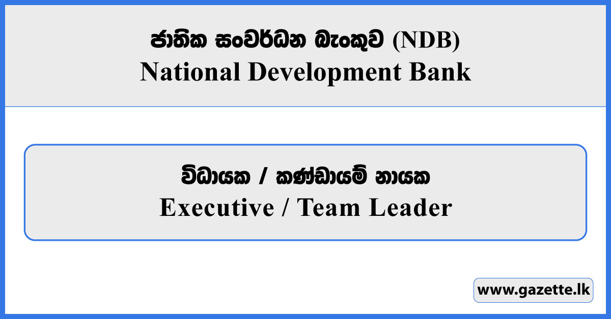 Executive / Team Leader - National Development Bank Vacancies 2026