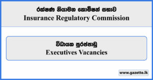 Executives - Insurance Regulatory Commission of Sri Lanka Vacancies 2023