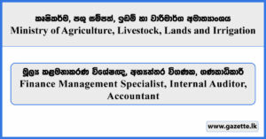 Accountant, Internal Auditor, Finance Management Specialist - Ministry of Agriculture, Livestock, Lands and Irrigation Vacancies 2025